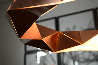 Geometric copper pendant light fixture