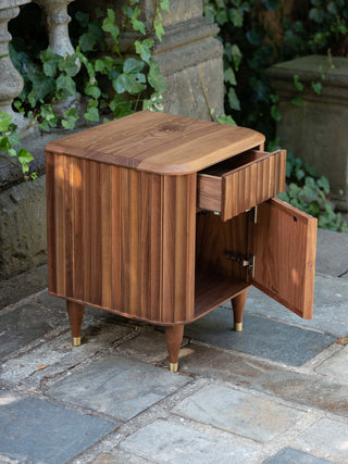 Walnut nightstand with open drawer and door (DSCF0044edit)