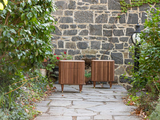 Two wooden cabinets on stone path, DSCF9967edit