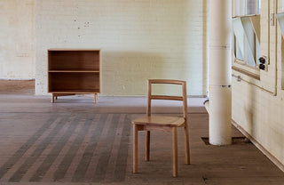 Didier Fable oak bookshelf and chair from the collection