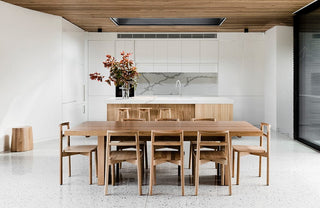 Didier Fable oak dining table and chairs in modern kitchen