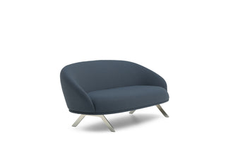 Blue armchair with silver legs on a white background