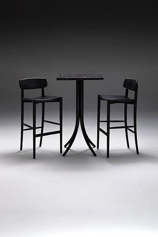 Black bar table and stools
