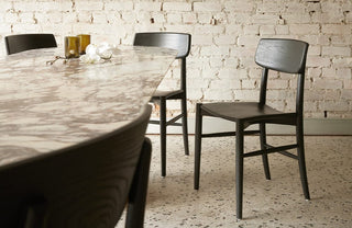 Dining table and black chairs