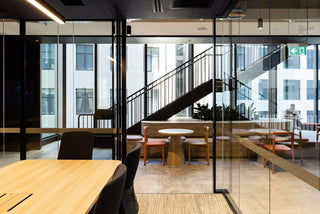 GEYER 201 George St. office interior with stairs, seating and glass