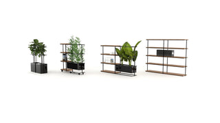 GRID-RANGE shelving units with plants, photoshop render.