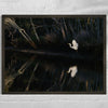 Great Egret in flight framed on wall