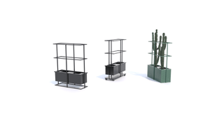 three modern plant shelves