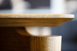 Wooden table corner, detail shot I3A3229