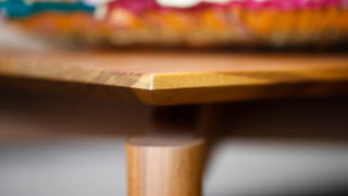 Wooden table corner detail, I3A3260