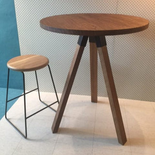Wooden table with stool.