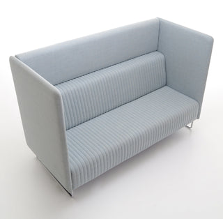 Light blue high-backed sofa