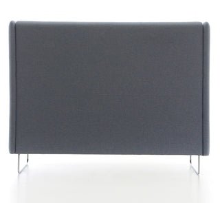 Gray upholstered screen on metal legs