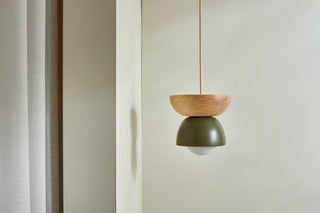 Marz Designs Terra Pendant Light - Olive Ash Fabric Detail