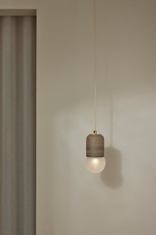 Marz Designs Terra-1 pendant light with clay, brass, and frosted glass