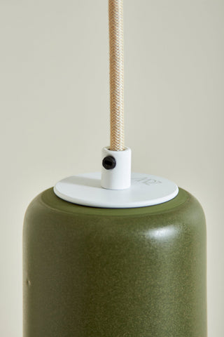 Marz Designs Terra-1 Pendant light, olive green, white satin detail