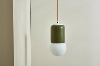 Marz Designs Terra 1 pendant light olive and white detail