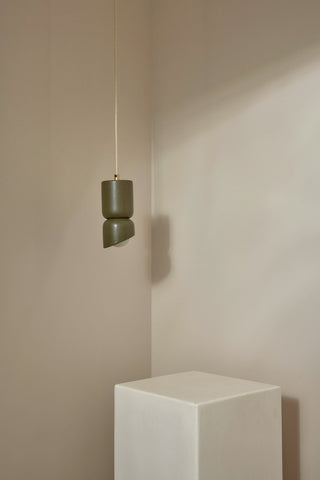 Marz Designs Terra 1.5 Olive Pendant Light in Brass with White Frosted Glass