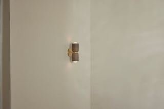 Marz Designs Terra 2 Wall Light, Clay & Brass on wall