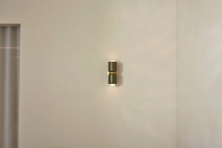 Marz Designs Terra 2 Wall Light in Olive & Brass on wall