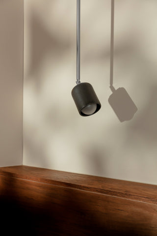 Marz Design Terra 1 articulating spotlight, brushed nickel, off.
