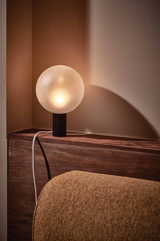 Marz Designs Attalos Table Lamp in Brushed Black, on.