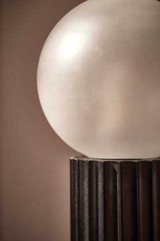 Marz Designs Attalos Table Lamp, Brushed Black, Detail of globe