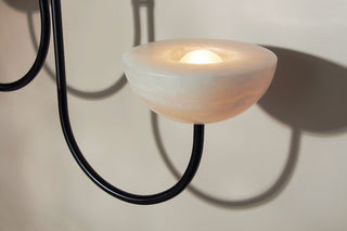 Marz Designs Aurelia Double Pendant light detail with white onyx and brushed...