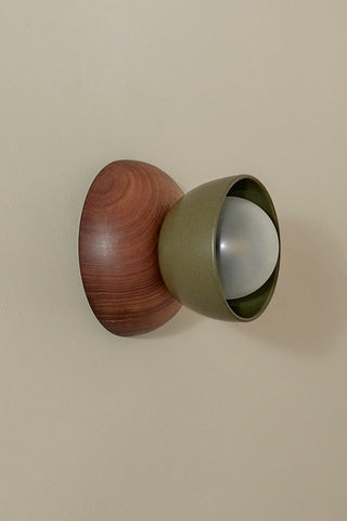 Marz Designs Terra 00 sconce - olive, walnut side view