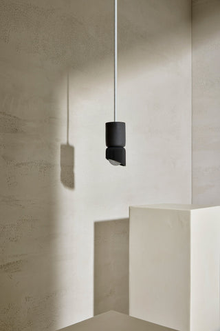 Marz Designs Terra 1.5 Pendant in Slate White, solid dropper, front view, off