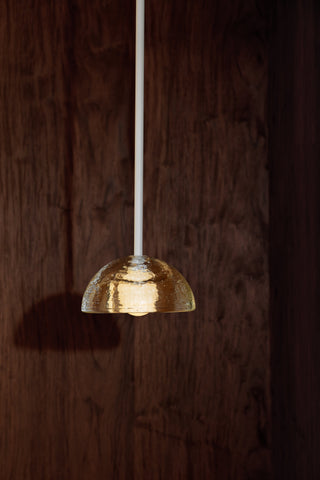 Marz Designs Aurelia Sconce, cast glass, white satin, on dark wood