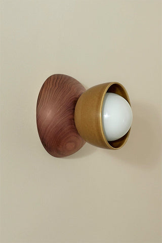 Marz Designs Terra Surface Sconce, Chartreuse Walnut Opal, off side view