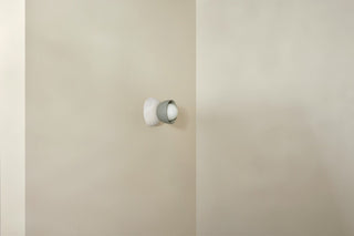 Marz Designs Terra Sconce in Fog, bleached ash, mounted on wall