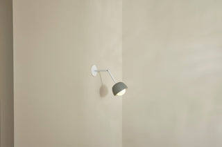 Marz Designs Terra articulating wall lamp in white satin and fog