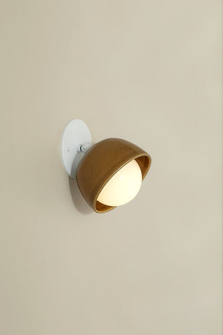 Marz Designs Terra wall sconce, chartreuse & white satin, opal light