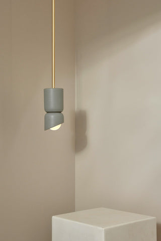 Marz Designs Terra 1.5 Pendant - Fog Brass, White Frosted Lamp