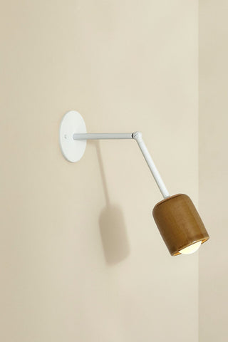 Marz Designs Terra 1 articulating wall lamp, chartreuse shade, white satin...