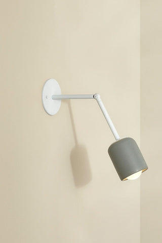 Marz Designs Terra 1 articulating wall lamp, white & gray, portrait