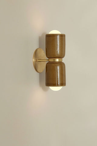 Marz Designs Terra 2 Wall Light, Chartreuse & Brass, Portrait View