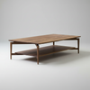Wooden coffee table with a shelf on a gray background