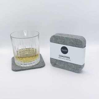NASH Square Storm Styled Shot coasters with glass and coasters set