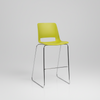 Yellow stool with a chrome base on a light gray background