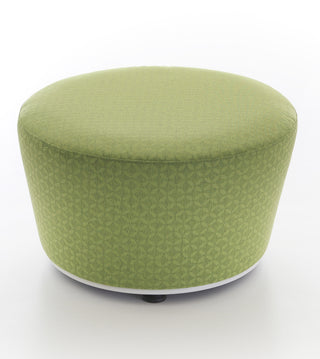 Green patterned ottoman on a white background
