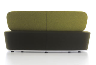 Green and black sofa on a white background