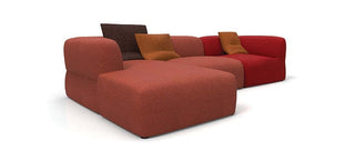 PUFFALO mod lounge sofa in red and brown