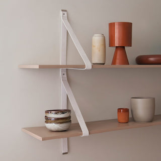 Palm Springs burnt sienna shelves with decor