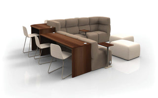 modern office seating area with desks