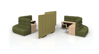 Puffalouniversal setting with green seating and dividers