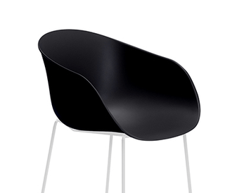 Black modern chair with white legs, screenshot March 1st.