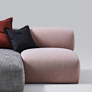 SingleSeatSlim pink fabric sofa with pillows